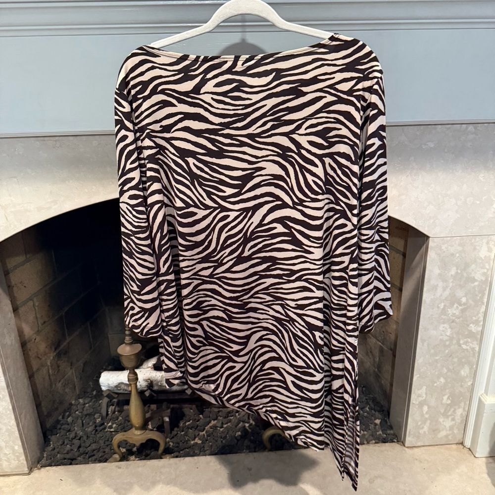 Chico's Zebra Print Blouse - dark brown and tan - Picture 2 of 4